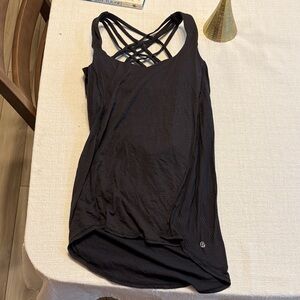 Lululemon black striped tank with built in strappy bra